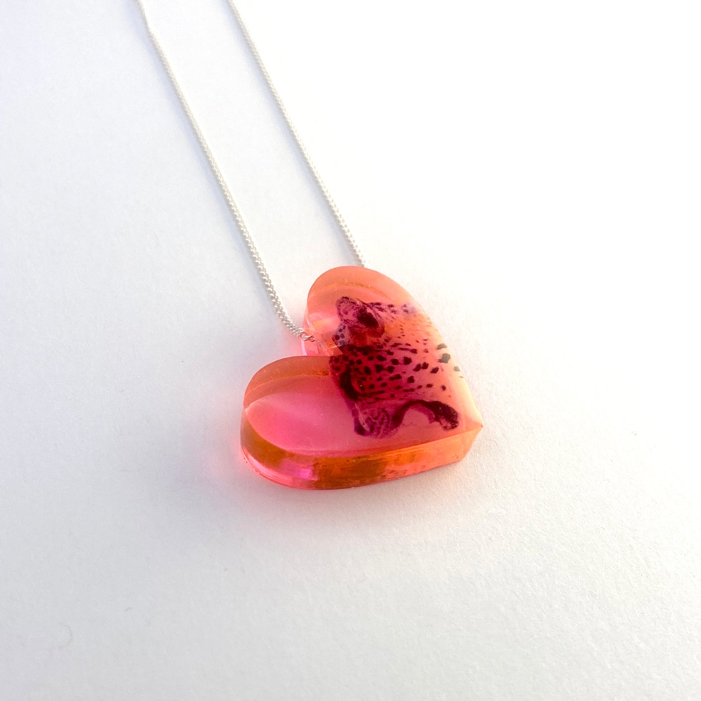 Pink Heart Birds Necklace image 2