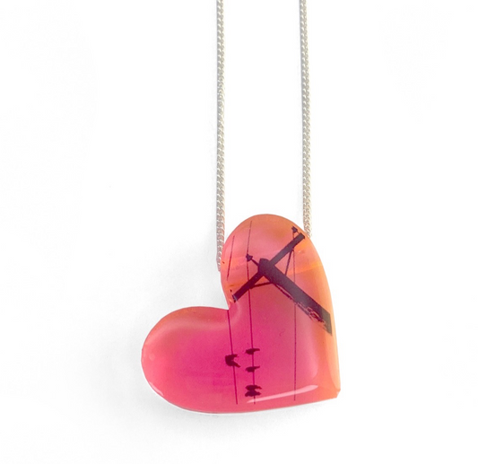 Pink Heart Crow Pole Necklace image 0