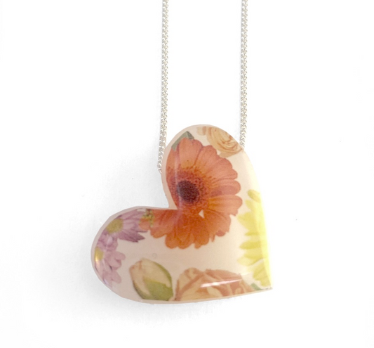 White Heart Wallpaper Necklace image 0