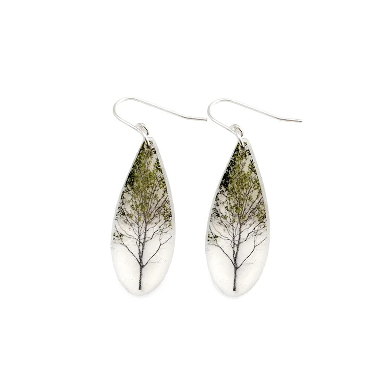 Drip Green Tree Earrings