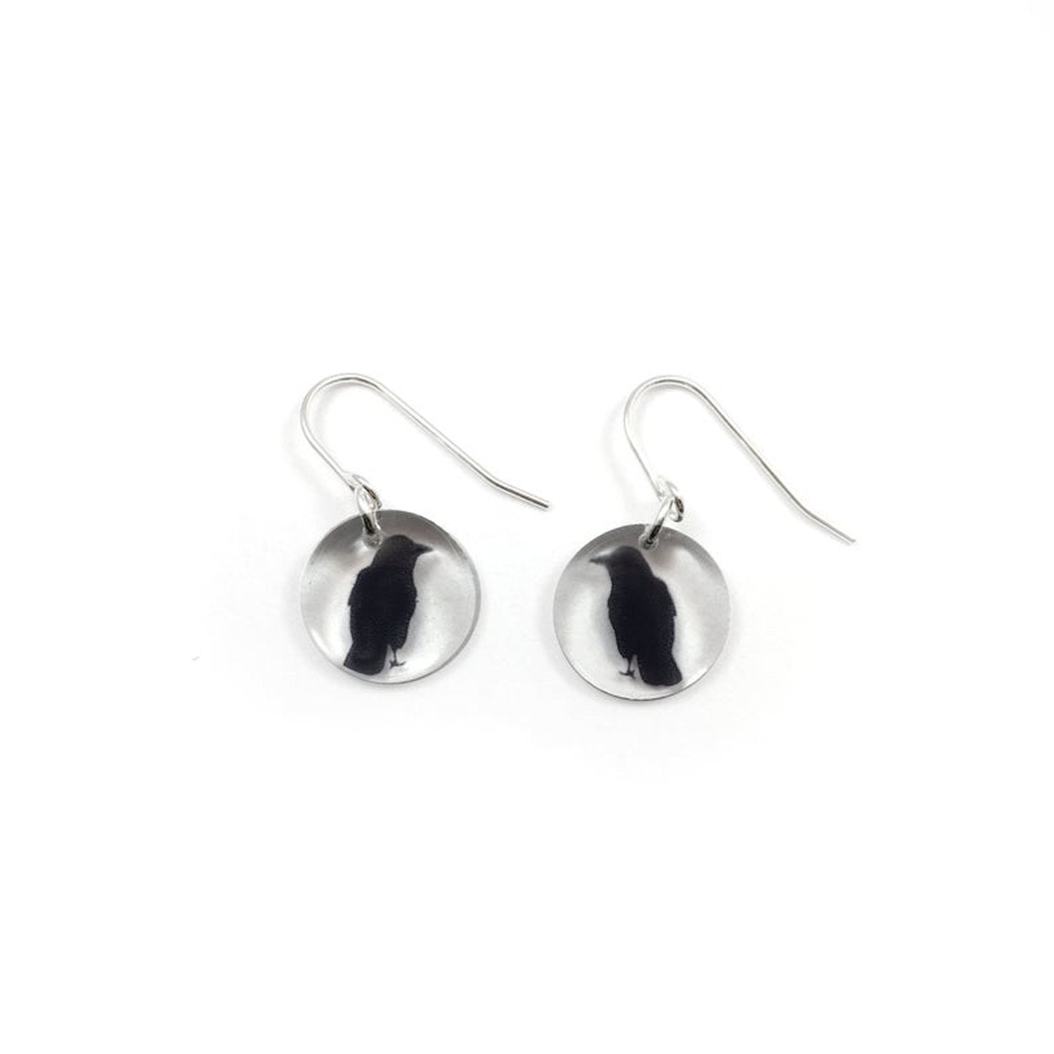 Round Crow Earrings