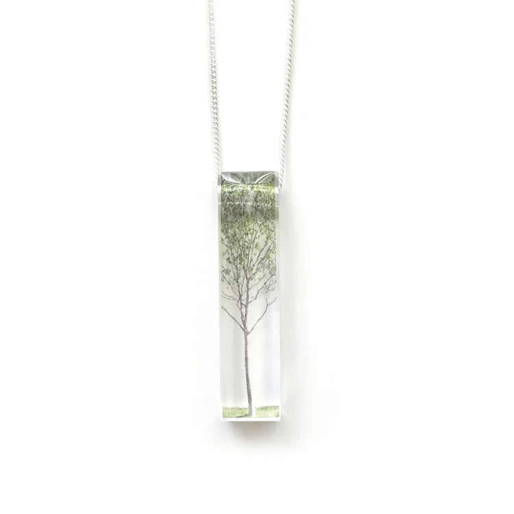 Skinny Green Tree Necklace