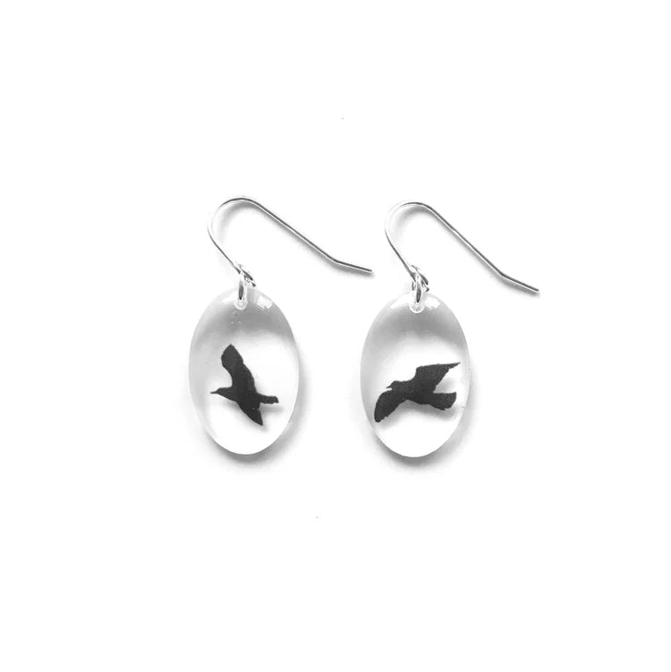 Small Oval Bird Earrings