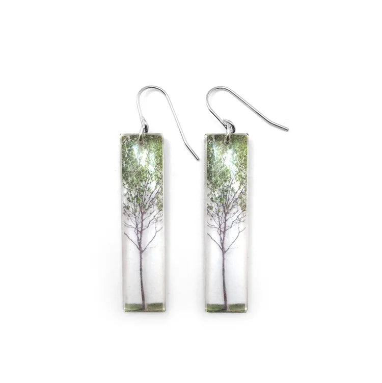 Tall Green Tree Earrings