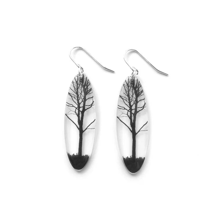 Tall Oval City Tree Earrings