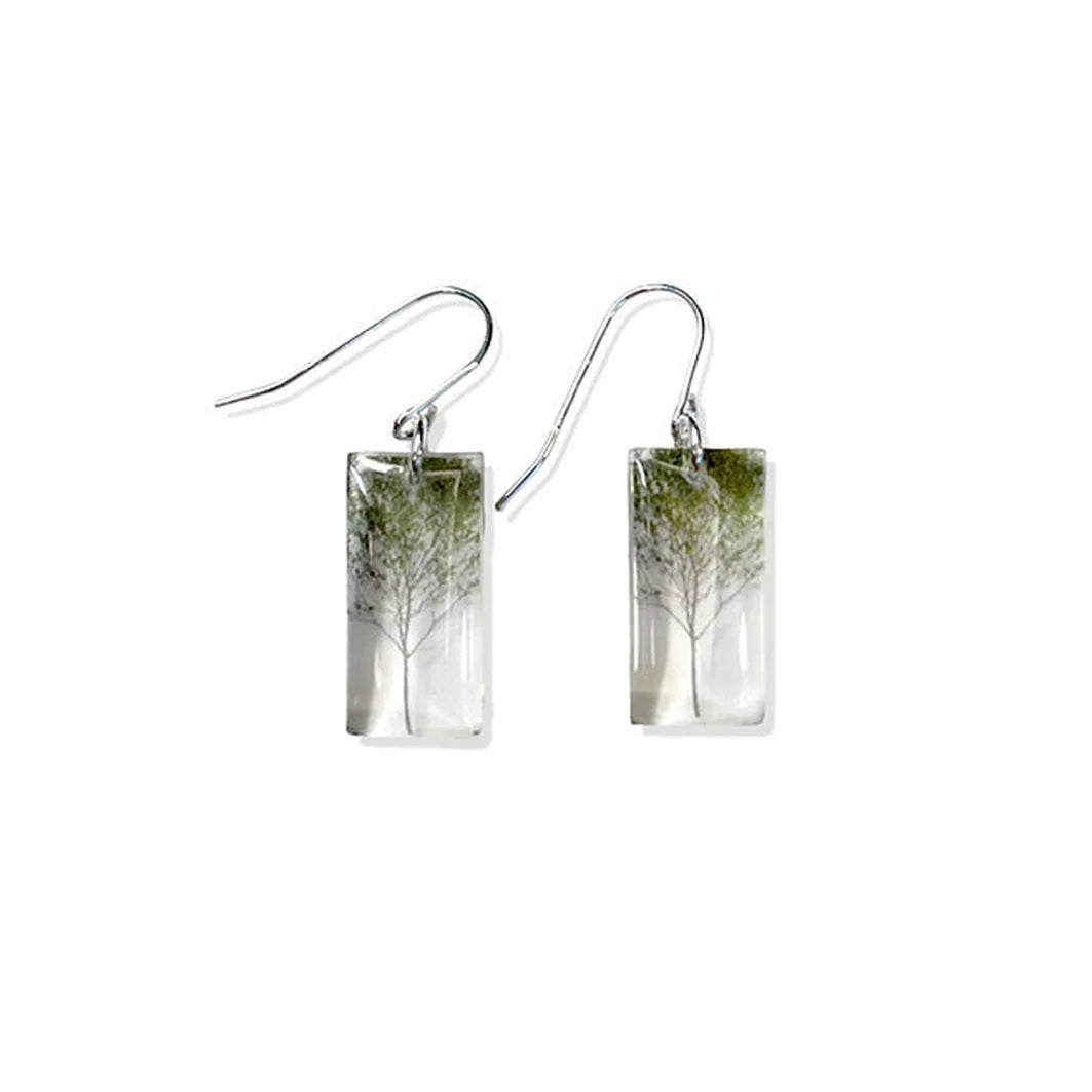 Small Green Tree Earrings