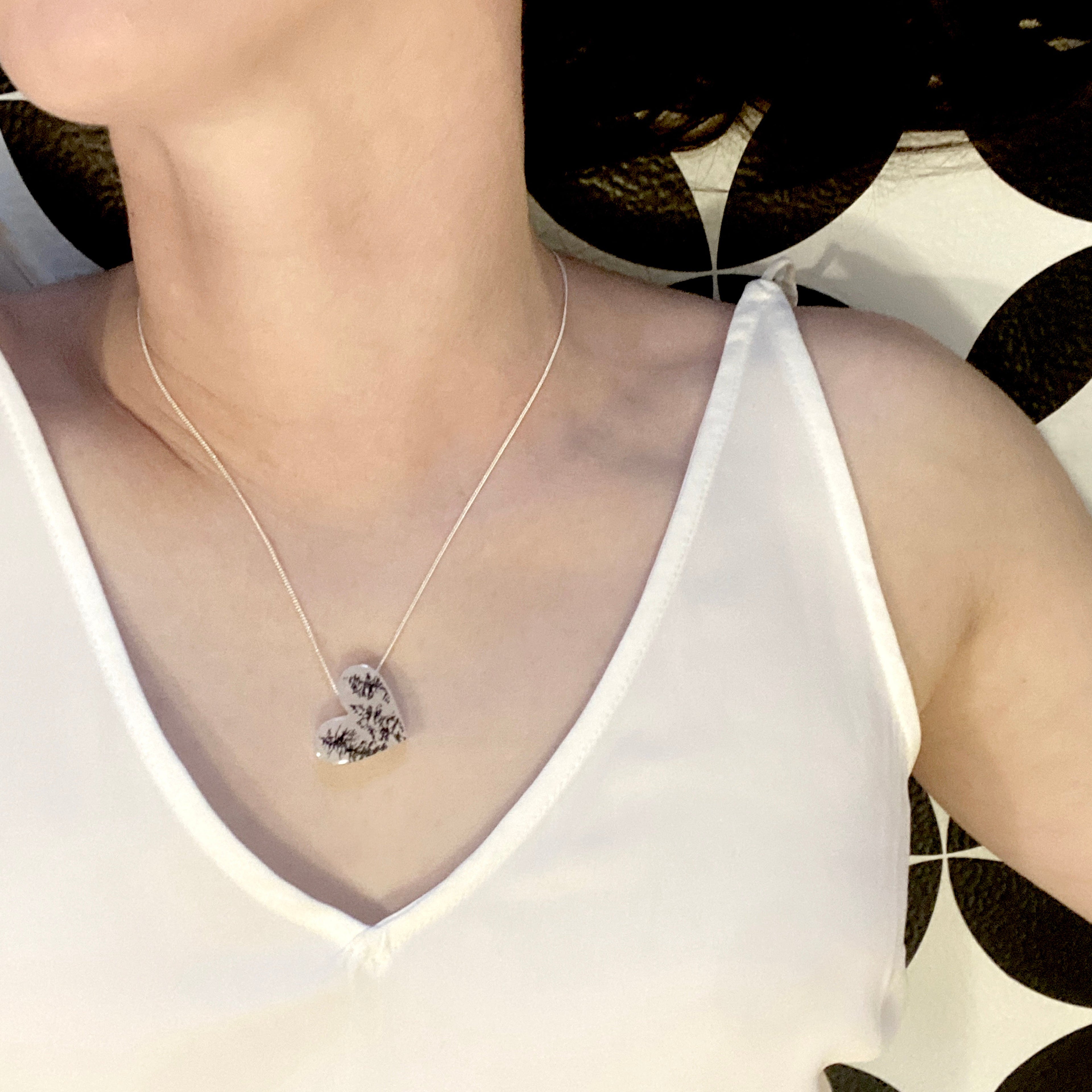 White Heart Trees Necklace